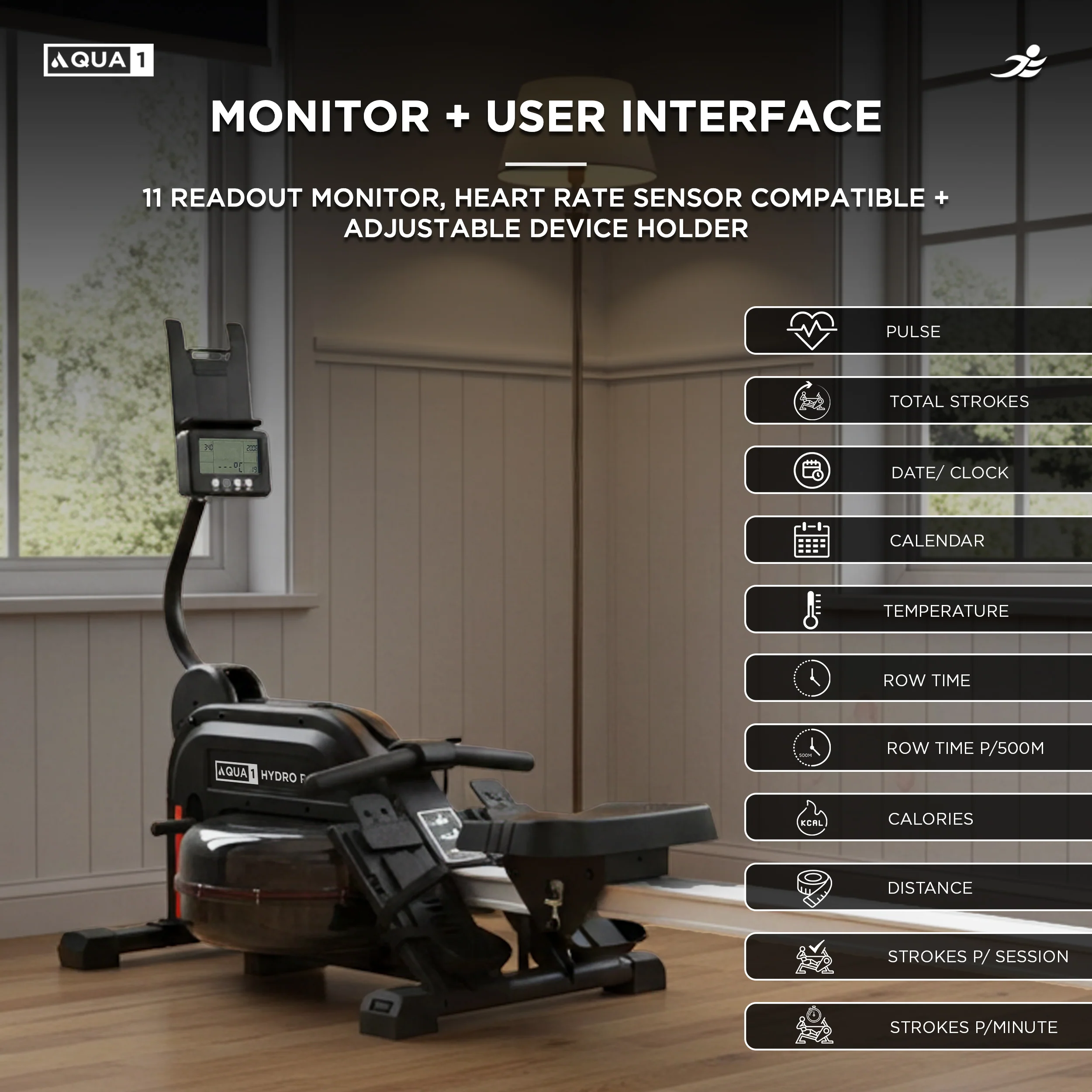 Aqua 1 Water and Elastic Dual Resistance Rowing Machine - Image 4
