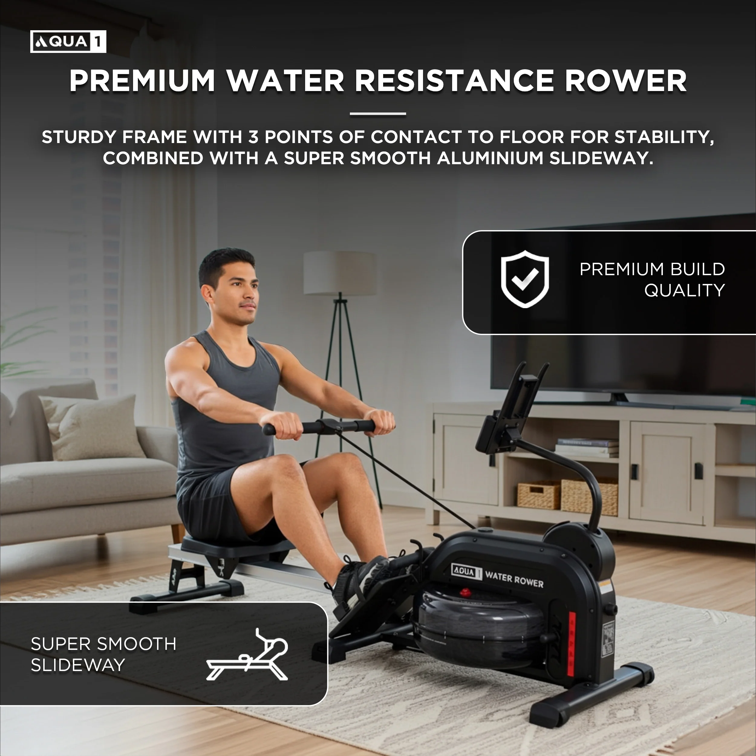 Aqua 1 Water and Elastic Dual Resistance Rowing Machine - Image 5