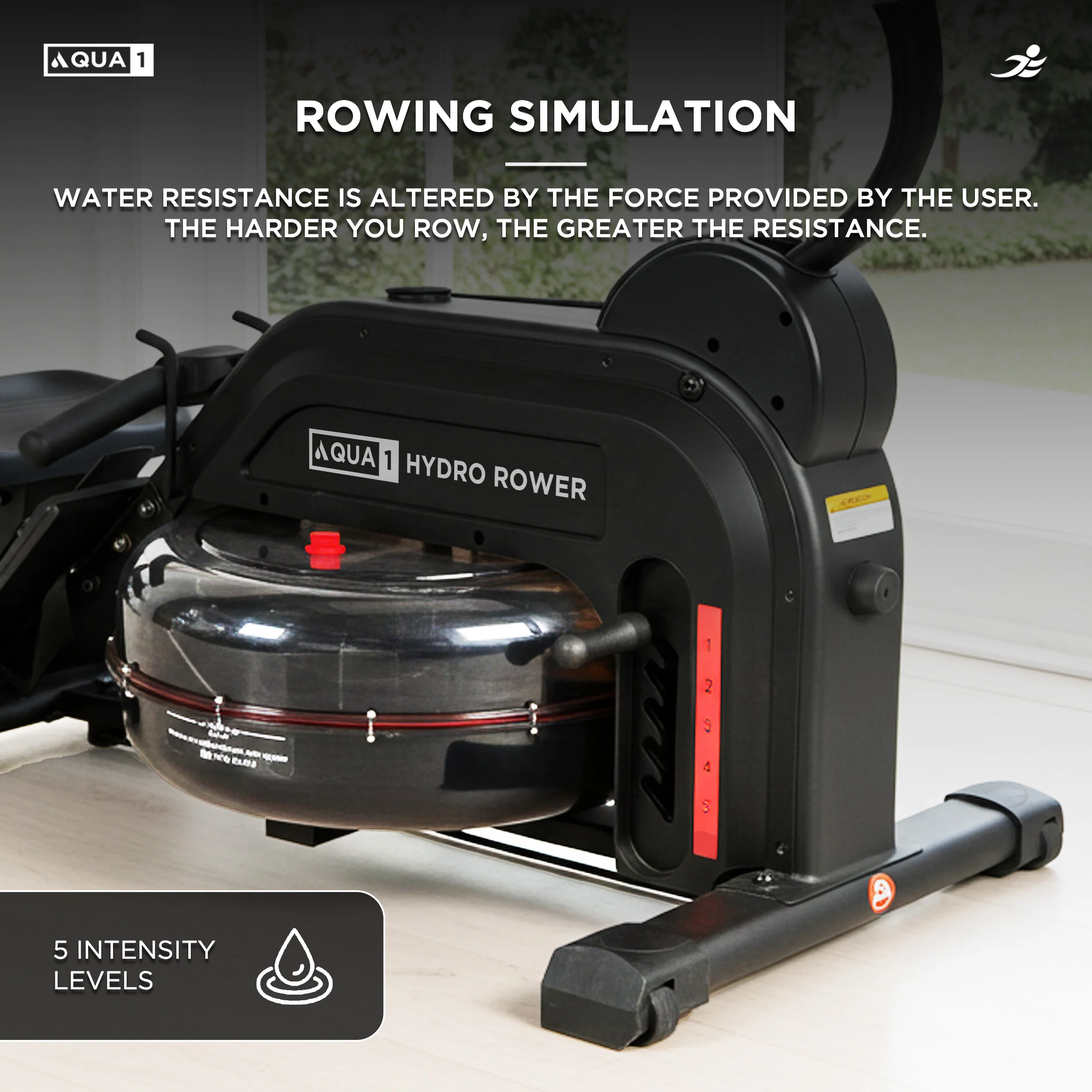 Aqua 1 Water and Elastic Dual Resistance Rowing Machine - Image 7