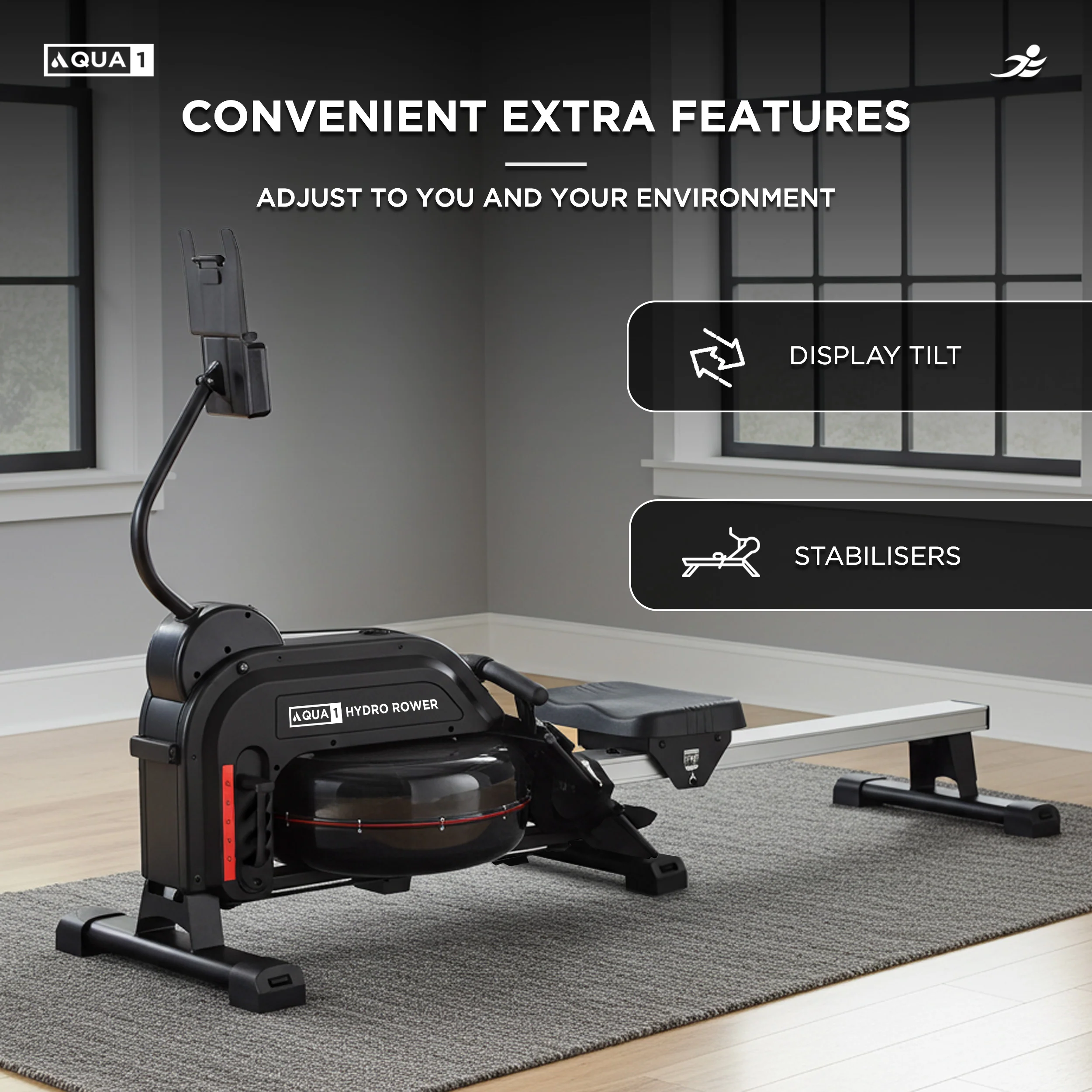 Aqua 1 Water and Elastic Dual Resistance Rowing Machine - Image 8