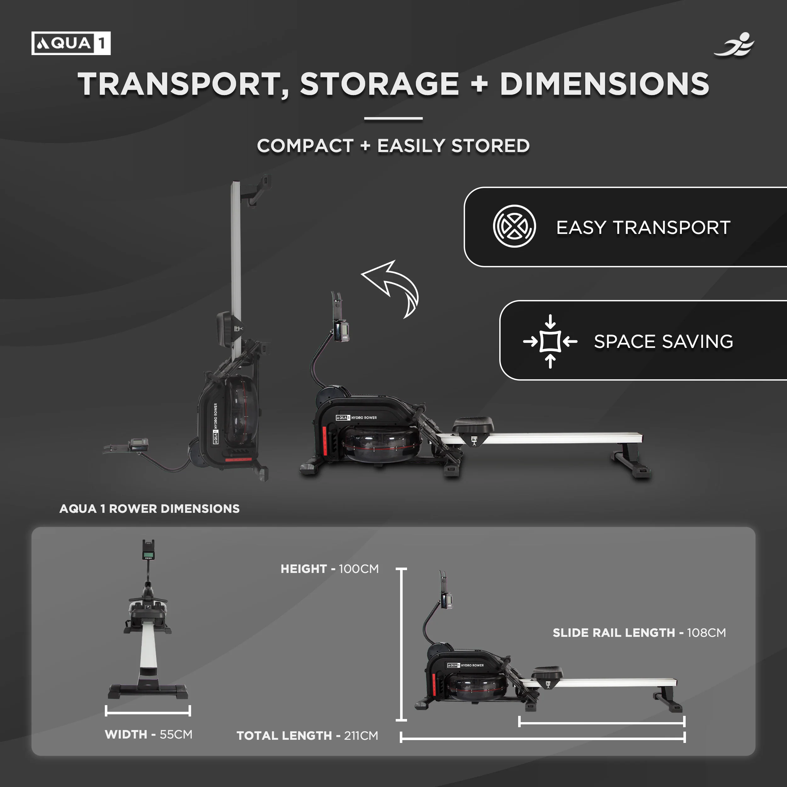 Aqua 1 Water and Elastic Dual Resistance Rowing Machine - Image 9