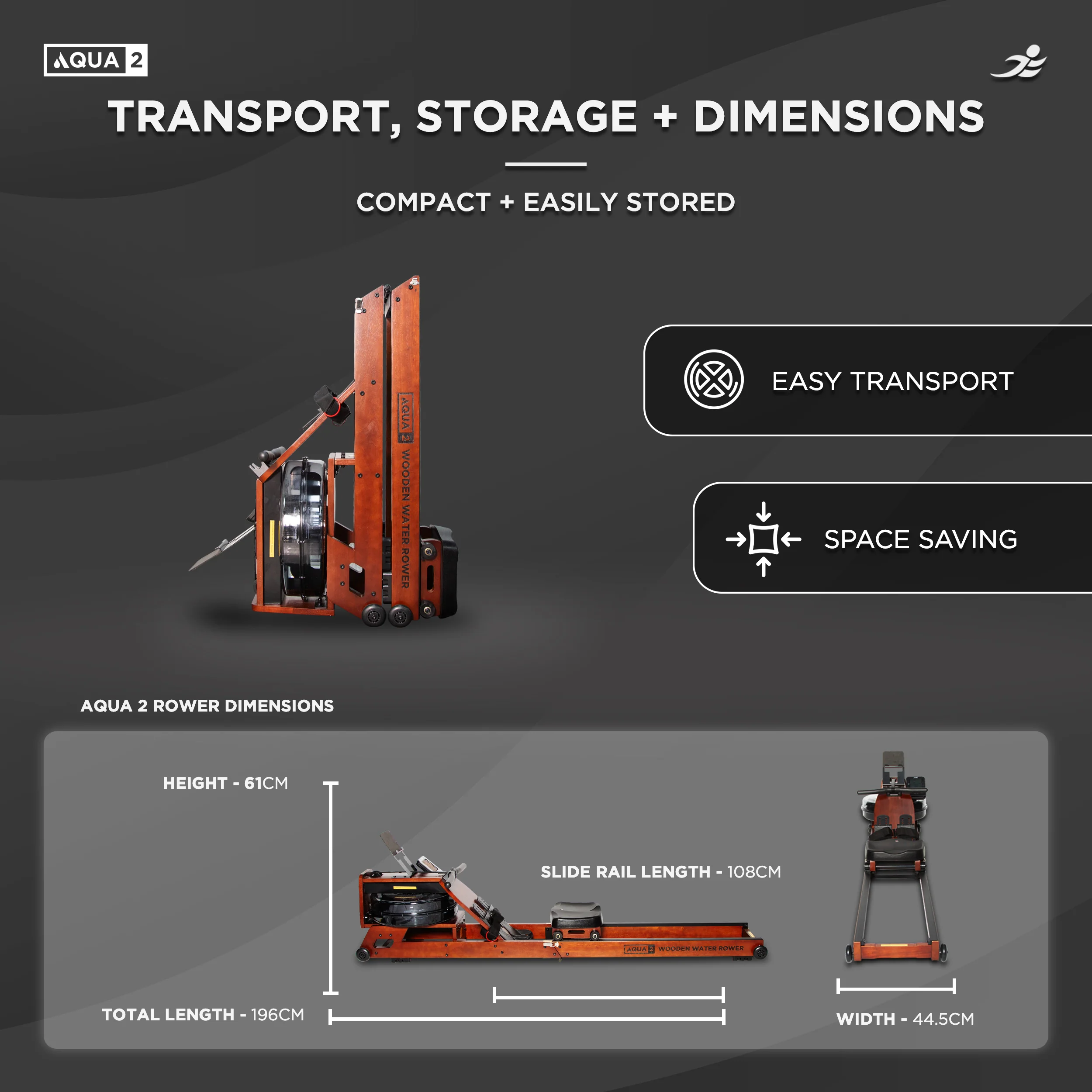 Aqua 2 Foldable Water Resistance Wooden Rowing Machine - Image 10