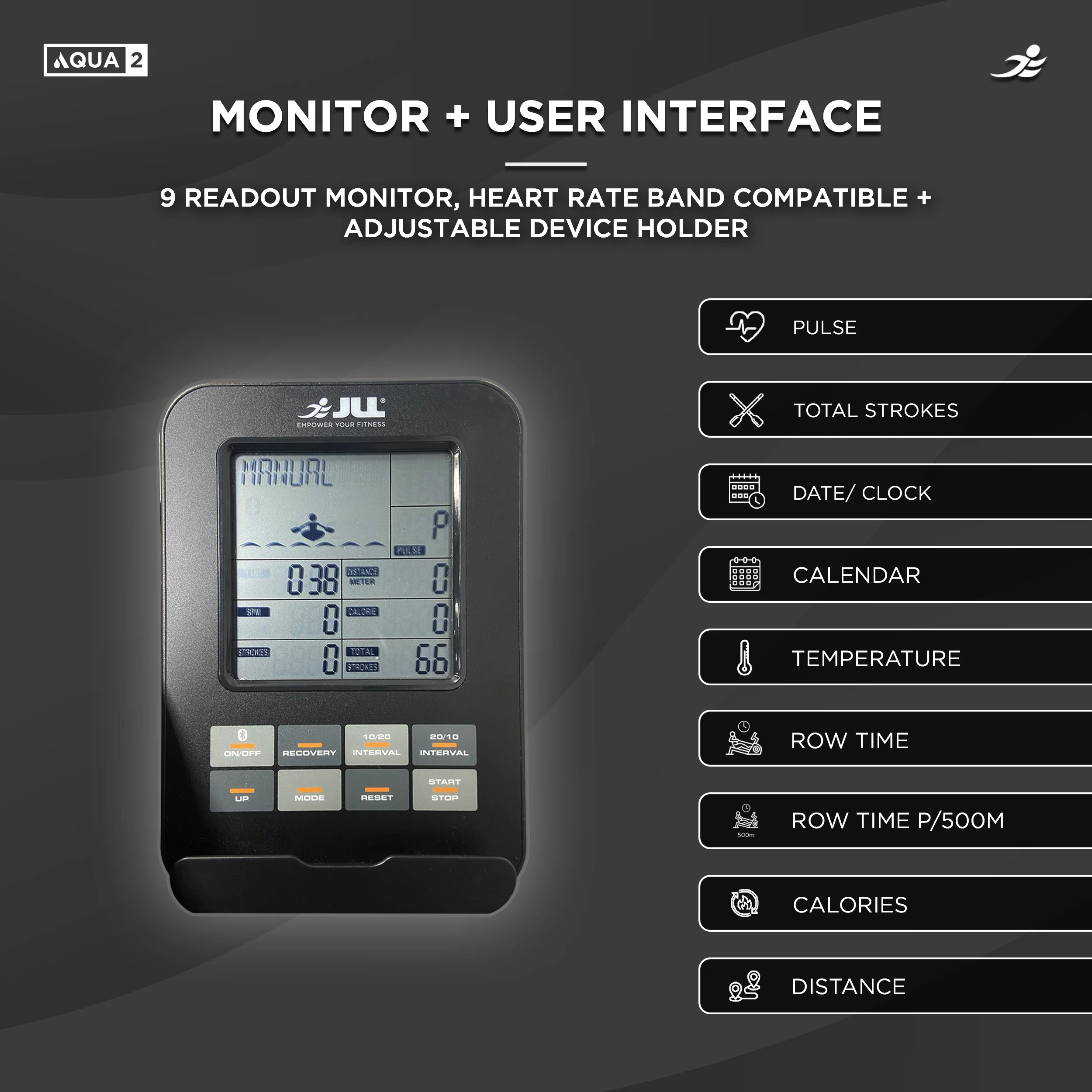 Aqua 2 Foldable Water Resistance Wooden Rowing Machine - Image 6