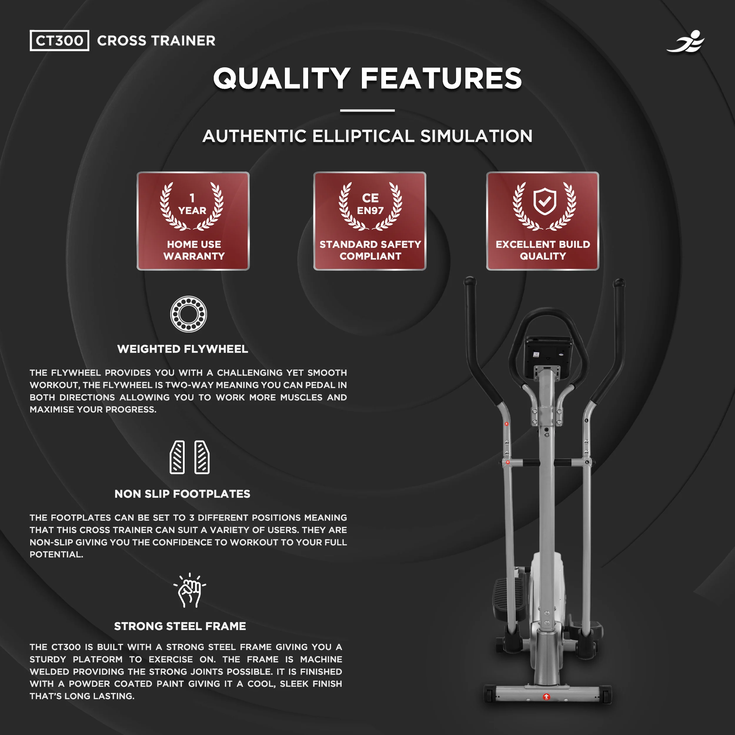 CT300 Cross Trainer Magnetic Resistance Cross Trainer/ Elliptical - Image 4