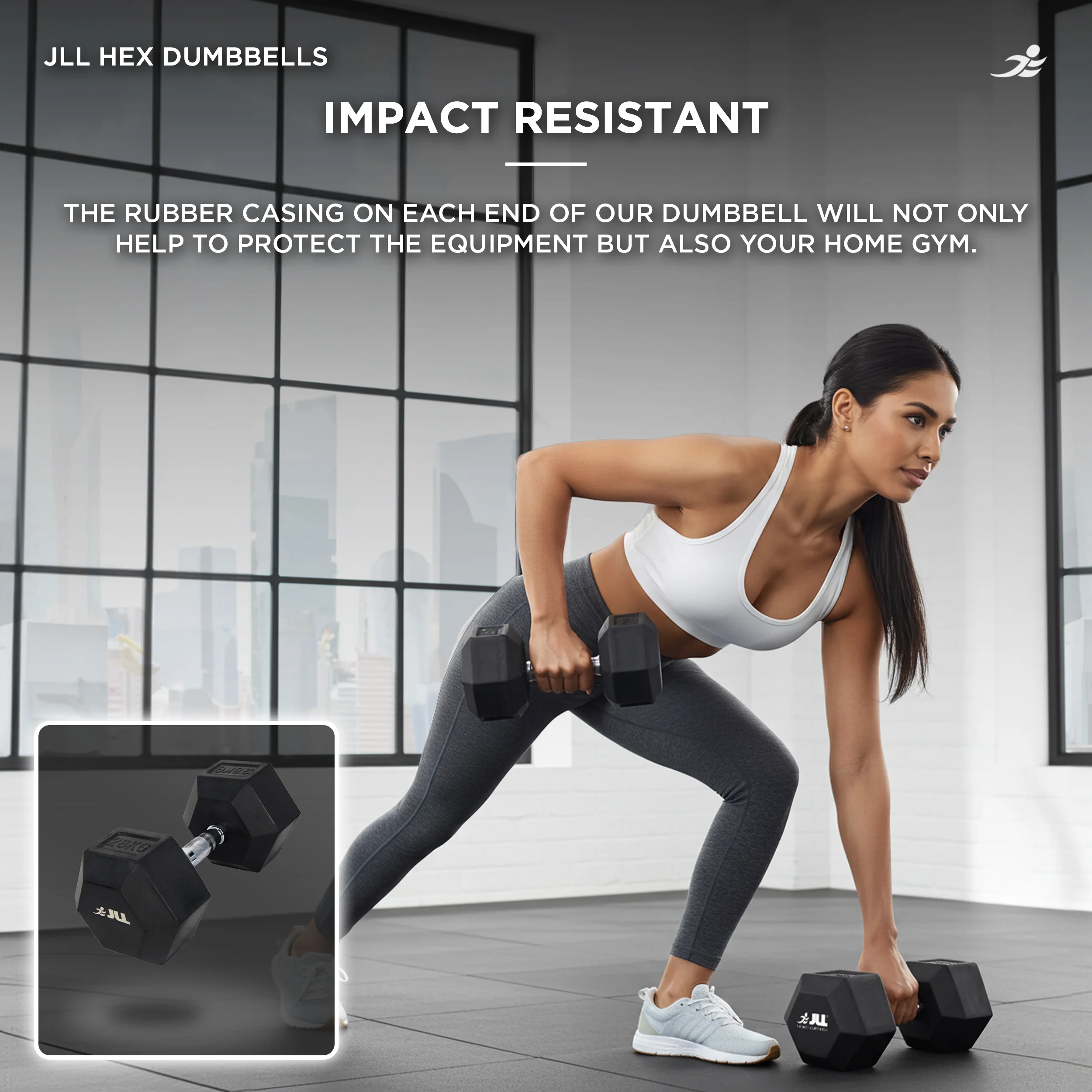 Rubber Hex Dumbbells 4kg - 28kg available. Sold in Pairs - Image 4