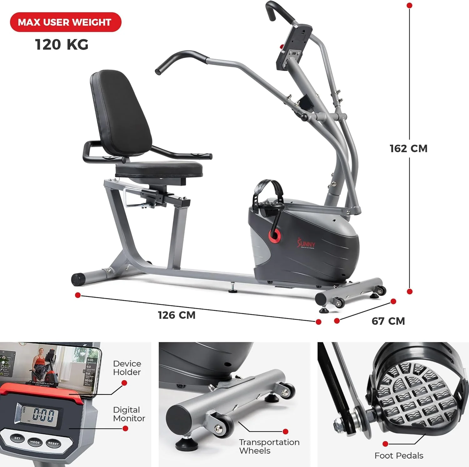 Performance Interactive Recumbent Bike with Arm Exerciser - Image 7