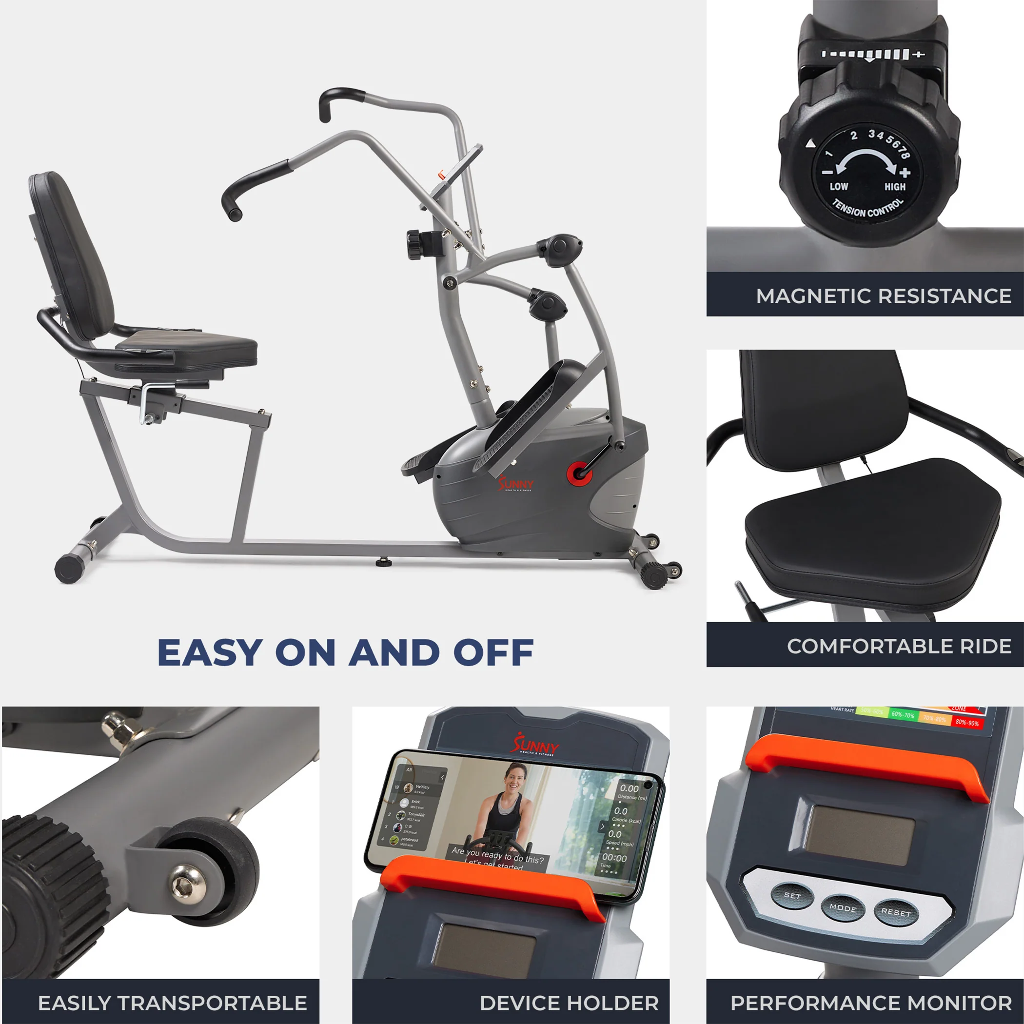 Performance Interactive Recumbent Cross Trainer Elliptical Bike - Image 4
