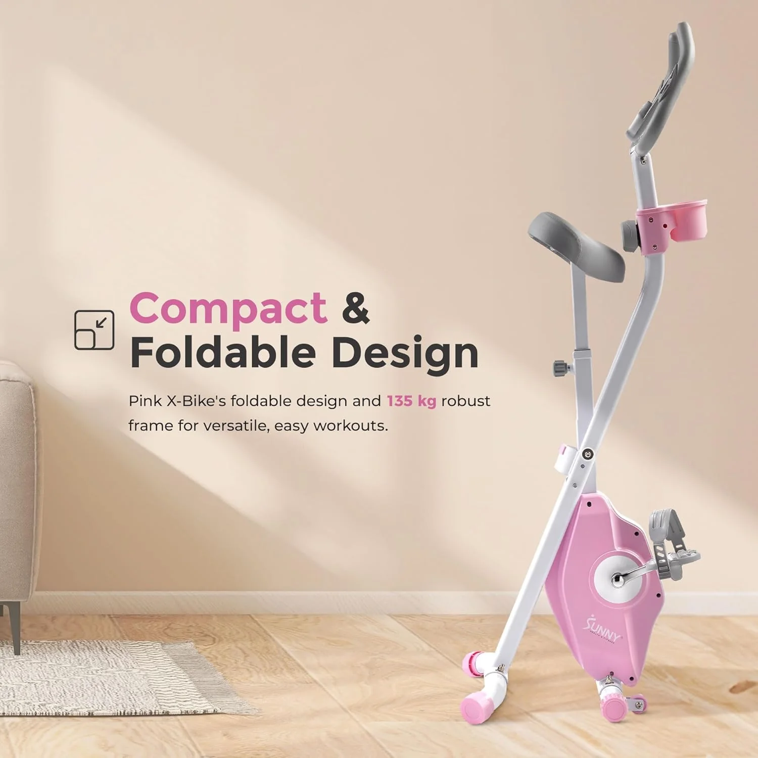 Folding X-Bike, Compact Exercise Bike for Indoor Cycling Workout - Image 4