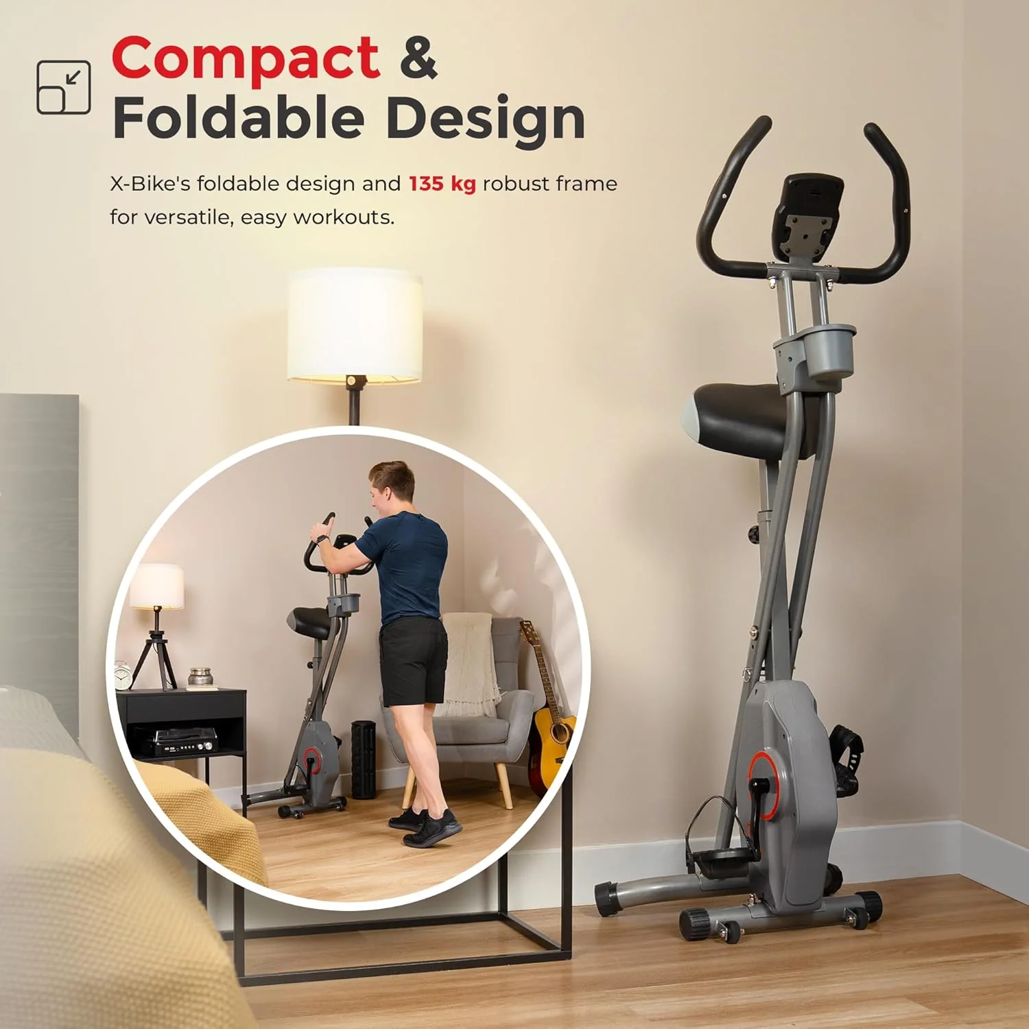 Folding X-Bike, Portable Compact Exercise Bike for Indoor Cycling Workout - Image 7