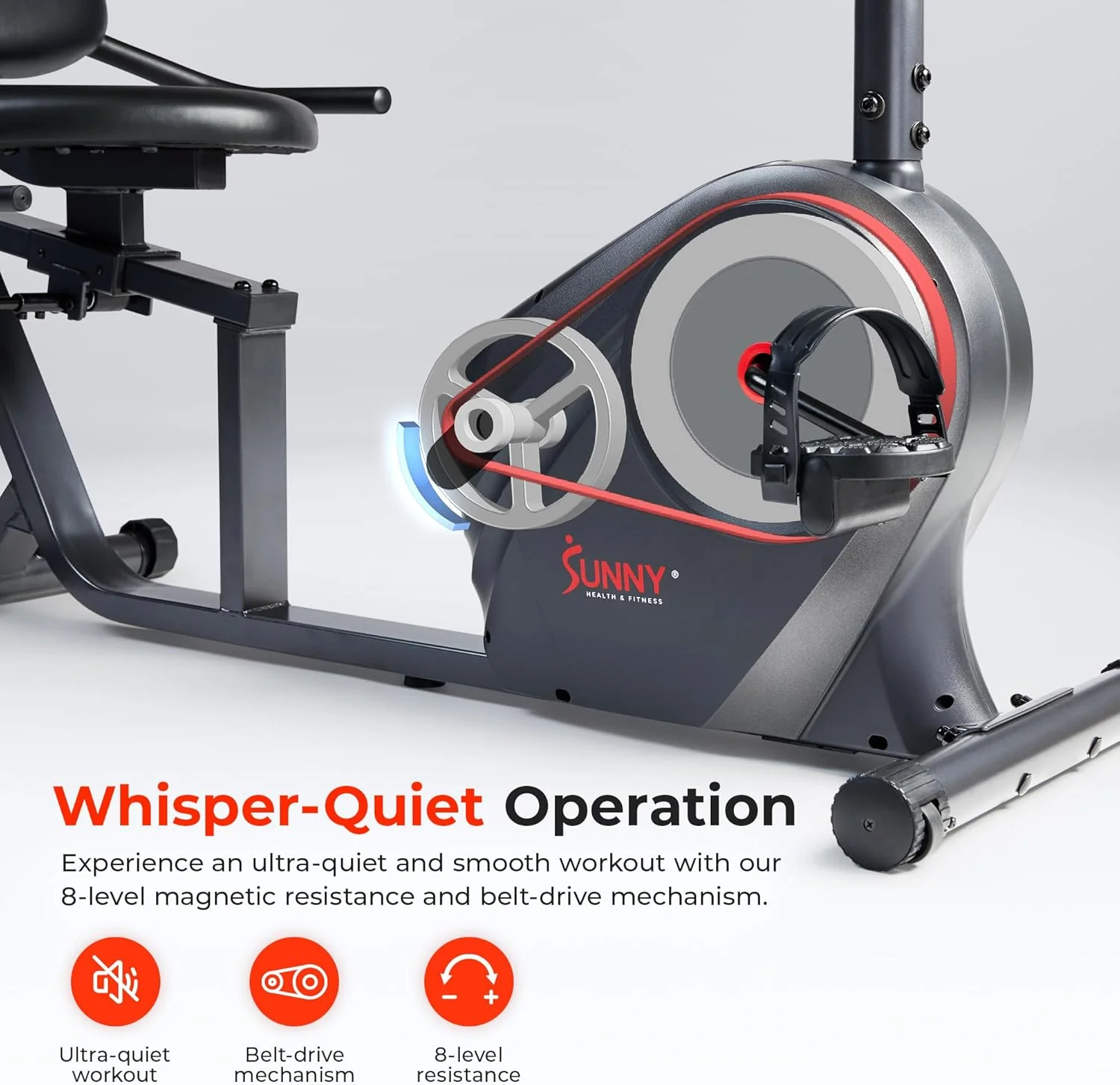 Heavy-Duty Recumbent Bike w/Wide Cushioned Seat & Back - Image 4