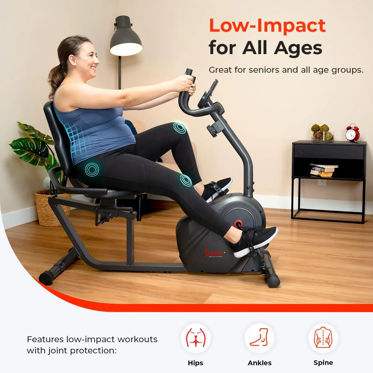 Heavy-Duty Recumbent Bike w/Wide Cushioned Seat & Back - Image 5